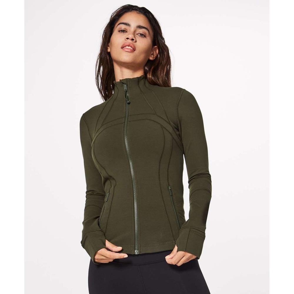 Lululemon Define Jacket Dark Olive Green Luon Zip Up Size 8